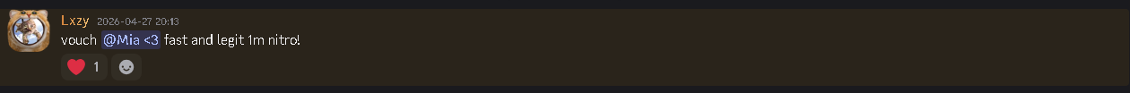 Discord vouch — fast and legit 1m Nitro