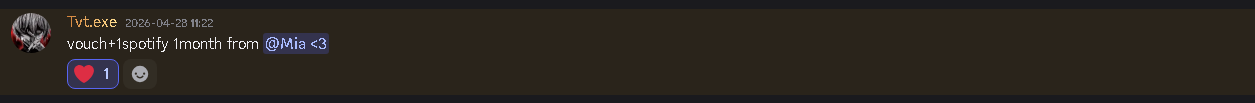 Discord vouch — Spotify 1 month