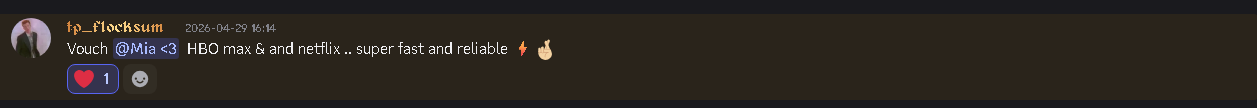 Discord vouch — HBO Max & Netflix, super fast and reliable