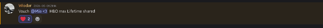 Discord vouch — HBO Max lifetime shared