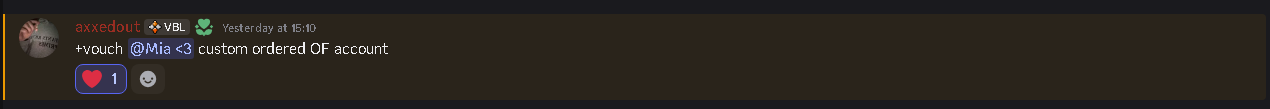 Discord vouch — custom ordered OF account