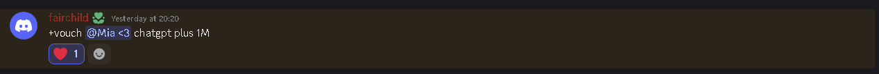 Discord vouch — ChatGPT Plus 1 month